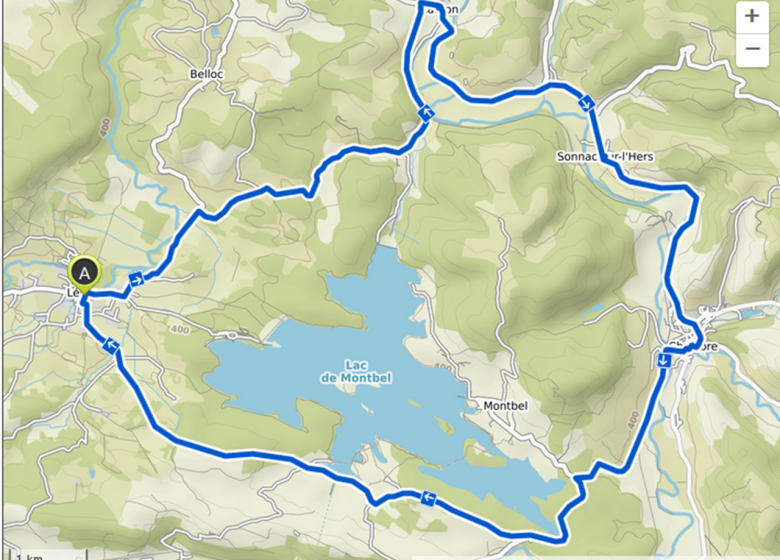 Circuito de cicloturismo – el Mirapician cerca de Camon y Lac de Montbel