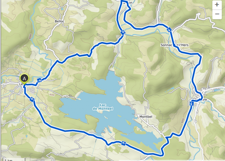 Cycle touring circuit – the Mirapician near Camon and Lac de Montbel