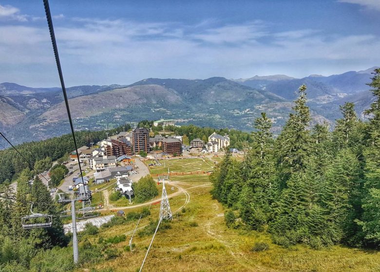 White hare chairlift in summer