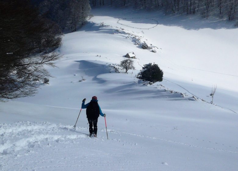 Soulane du Biros (pass and peak of Arraing in return) in winter