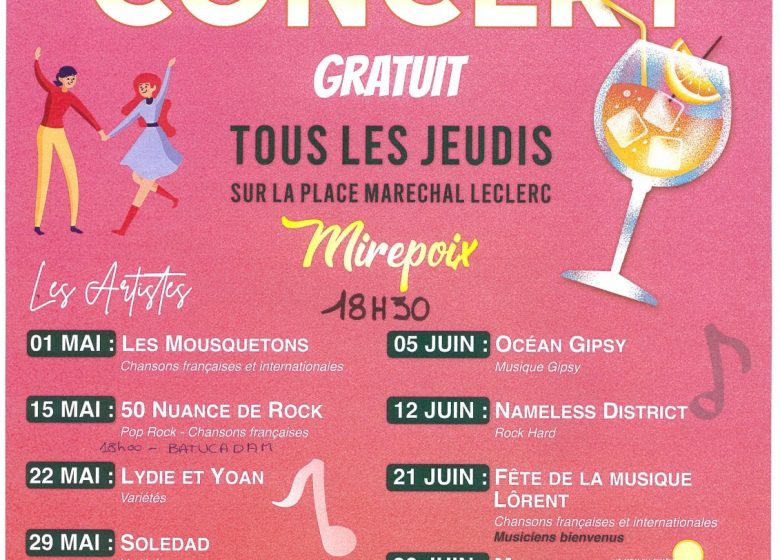 Concerts Mai et Juin