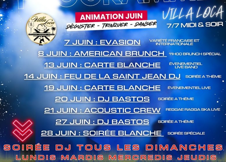 Animations en juin à la Villa Loca