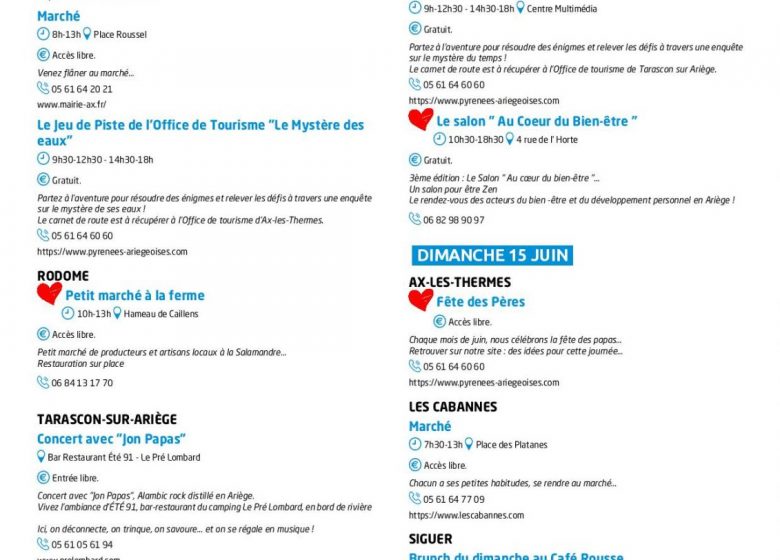 Programme des animations des Pyrénées Ariégeoises