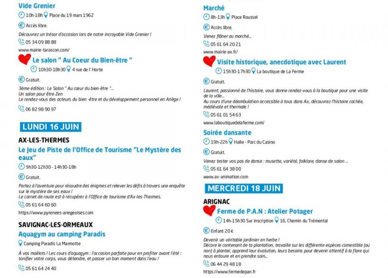 Programme des animations des Pyrénées Ariégeoises